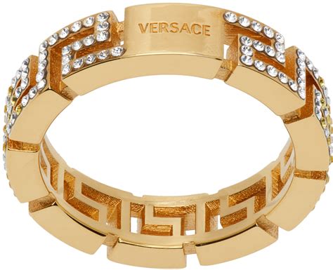 versace greca motif ring|Shop Versace Goldtone & Glass Crystal Greca Ring .